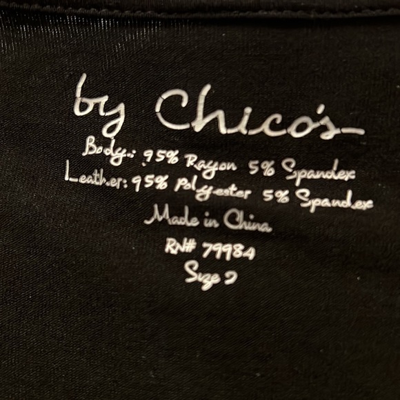CHICO’S FAUX LEATHER FRONT TOP, SIZE 2 - Picture 4 of 5